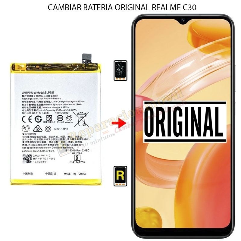 Cambiar Batería Realme C30 Original