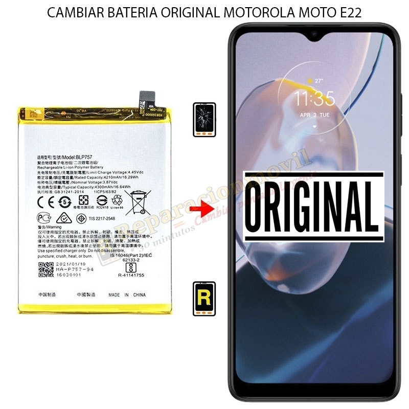 Cambiar Batería Motorola Moto E22 Original