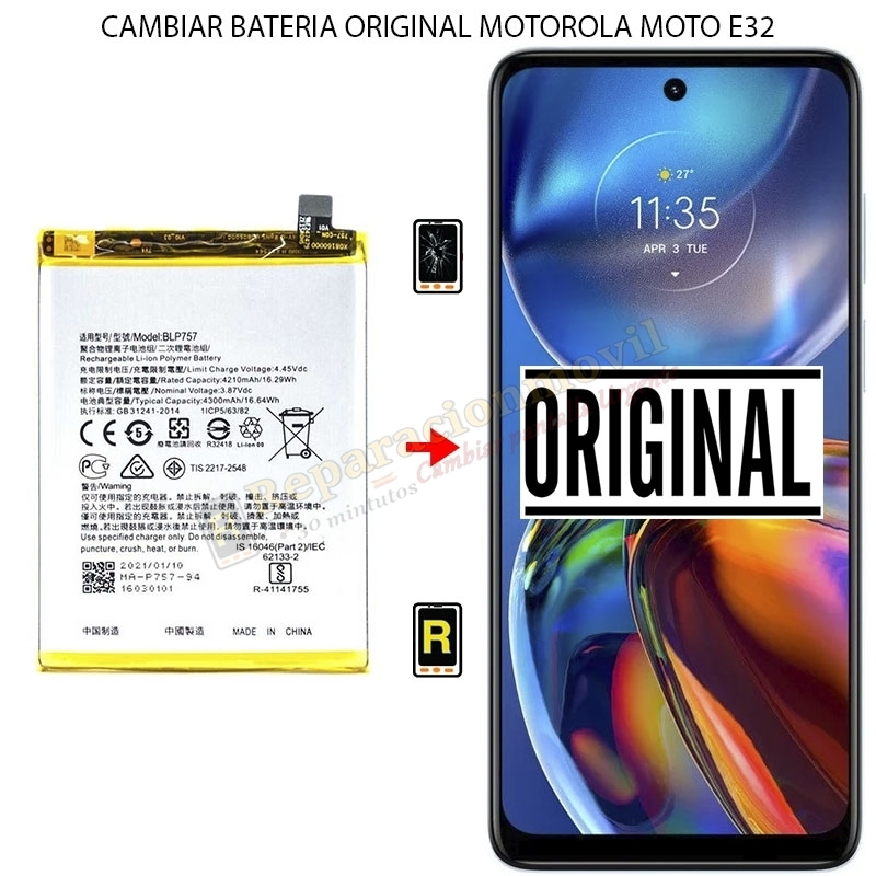 Cambiar Batería Motorola Moto E32 Original