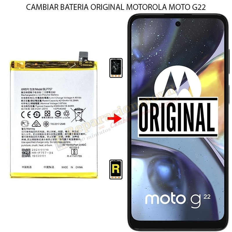 Cambiar Batería Motorola Moto G22 Original