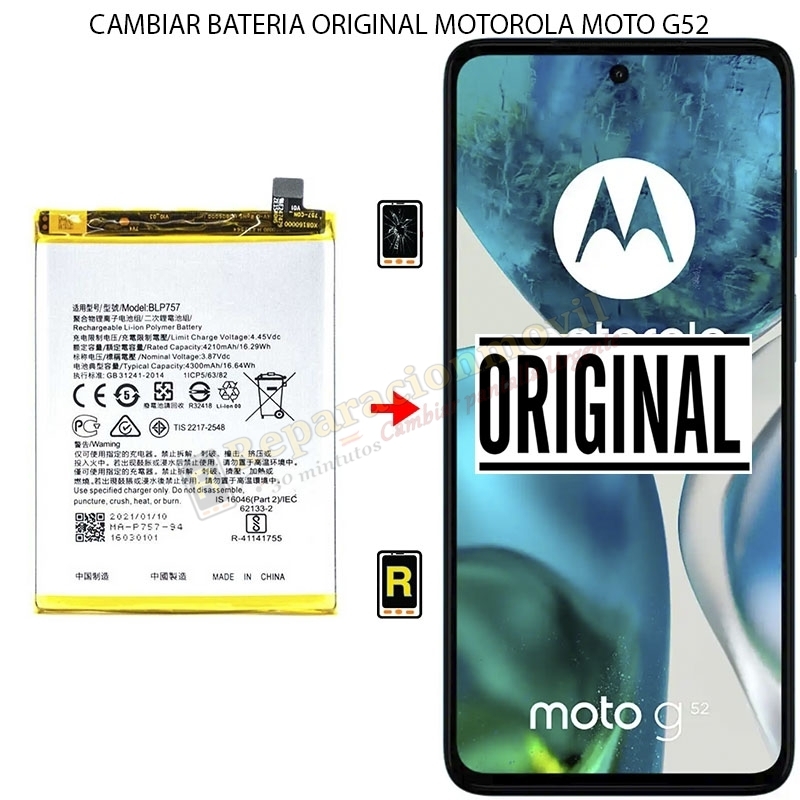 Cambiar Batería Motorola Moto G52 Original