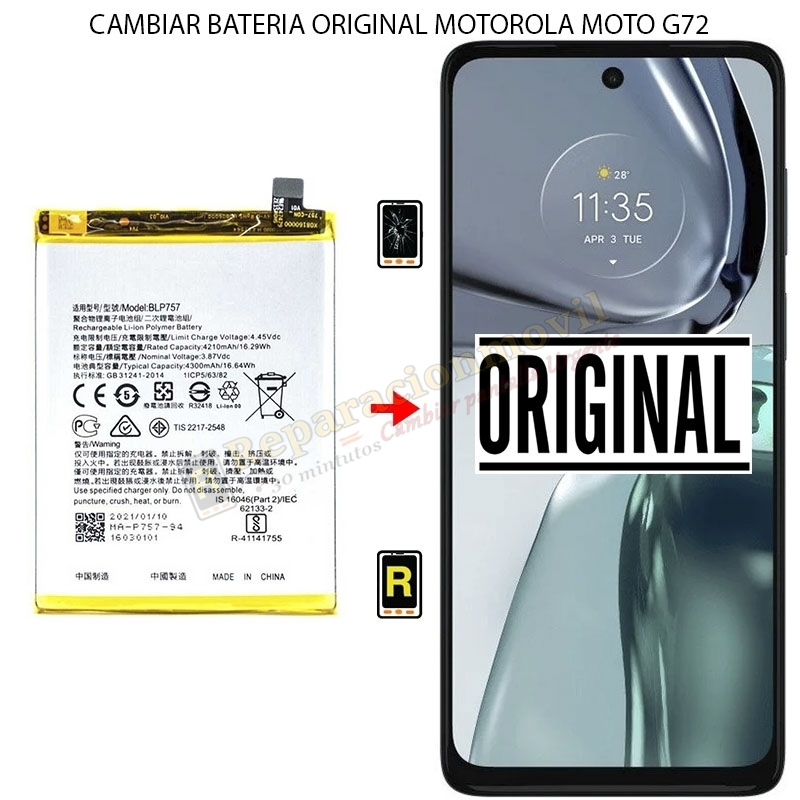 Cambiar Batería Motorola Moto G72 Original