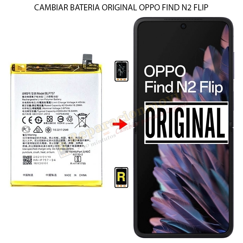 Cambiar Batería Original Oppo Find N2 Flip