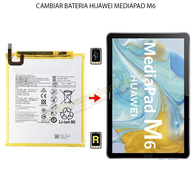 Cambiar Batería Huawei MediaPad M6 10.8