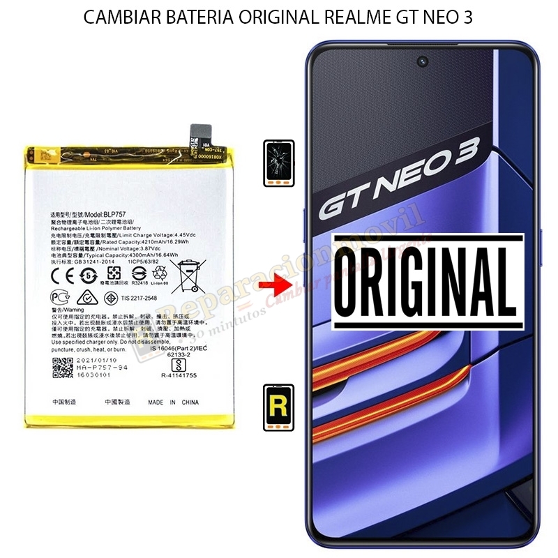 Cambiar Batería Original Realme GT Neo 3