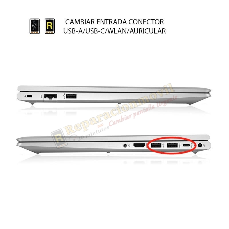 Cambiar Entrada USB C HP Spectre x360 14 Pulgadas