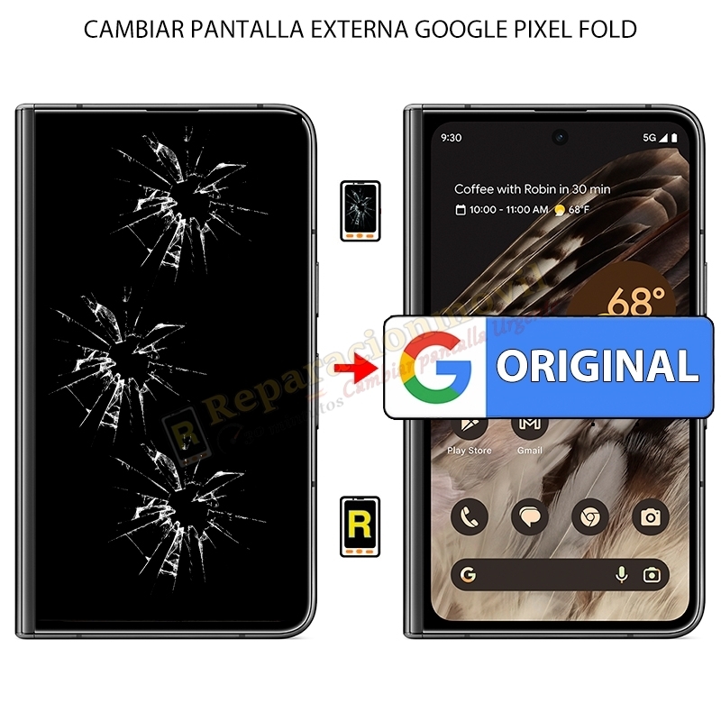 Cambiar Pantalla Externa Google Pixel Fold Original Oficial Autorizado