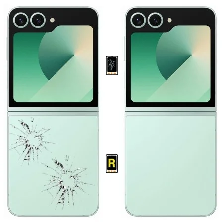 Cambiar Tapa Trasera Sin Pantalla Samsung Galaxy Z Flip 6 | Servicio rápido, garantía y presupuesto gratuito.