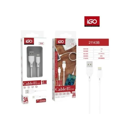 IGO CABLE RÁPIDO LIGHTNING USB 3A 1M BLANCO 21143