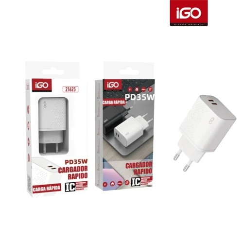 IGO CARGADOR RÁPIDO PD 35W 2TIPO-C BLANCO 21625