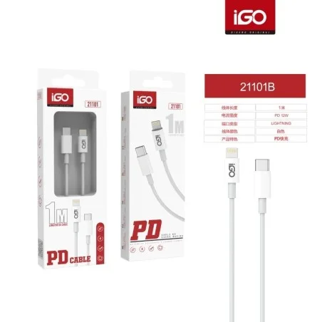 IGO CABLE RÁPIDO LIGHTNING TIPO-C 12W 1M BLANCO 21101