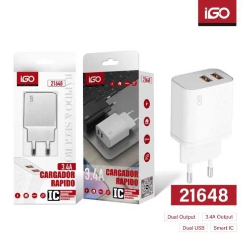IGO CARGADOR 2 USB 3.4A 21648