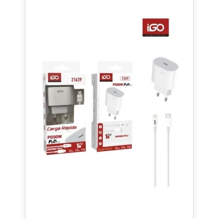 IGO CARGADOR RAPIDO PD30W LIGTHING TIPO C 21639