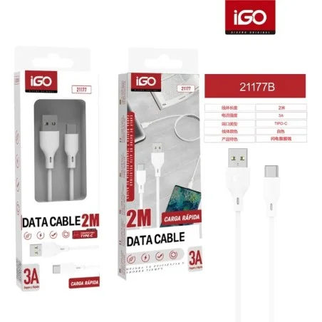 IGO CABLE RÁPIDO TIPO-C USB 3A 2M BLANCO 21178