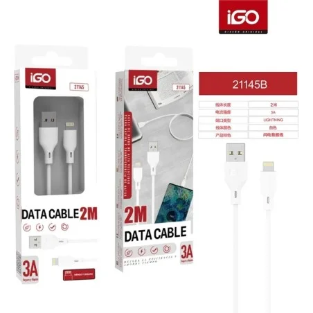 IGO CABLE RÁPIDO LIGHTNING USB 3A 2M 21145