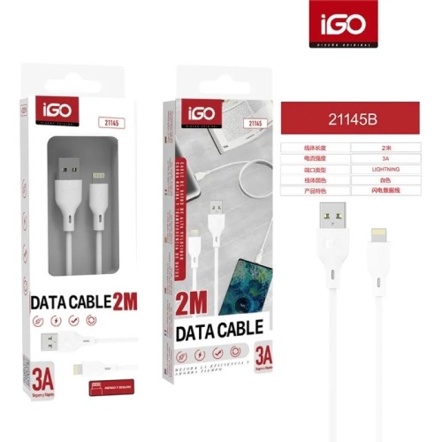 IGO CABLE RÁPIDO LIGHTNING USB 3A 2M 21145