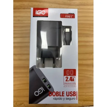 IGO CARGADOR 2 USB TIPO C C-201