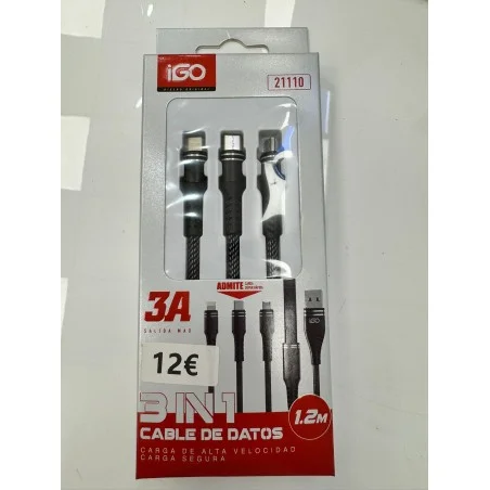 IGO CABLE RÁPIDO 3 EN 1 TIPO-C A MICRO/TIPO-C/LIGHTNING 21110