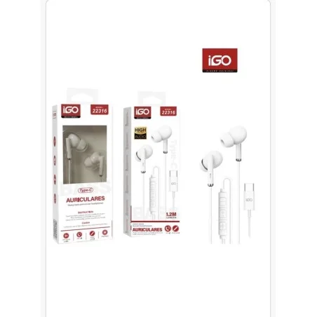 IGO AURICULARES TIPO C 1.2M BLANCO 22316