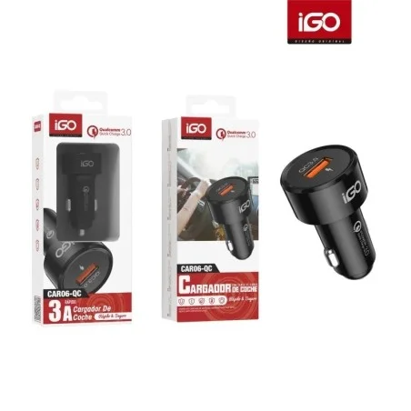 IGO CARGADOR DE COCHE 1USB QC3.0 NEGRO 21902