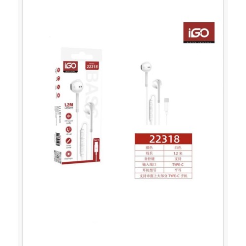 IGO AURICULARES TIPO C 1.2M BLANCO 22318