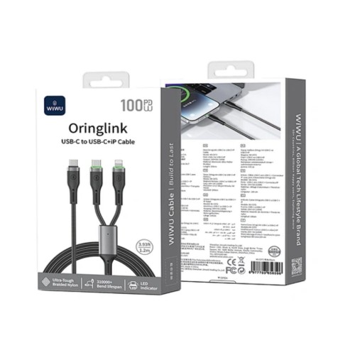 WIWU WI-C072 CABLE 2 IN 1 A USB C 1.2M