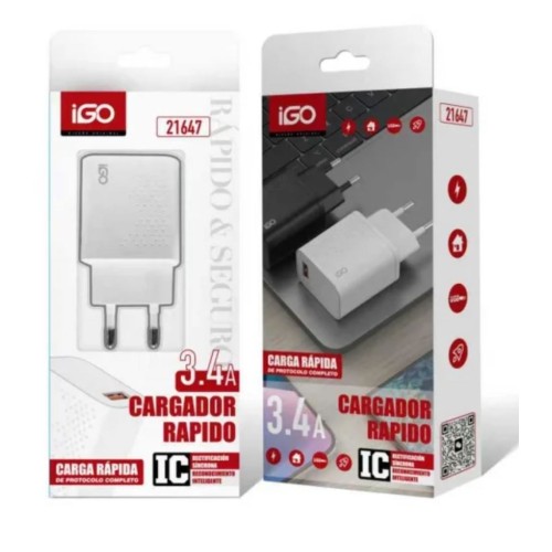 IGO 21647 CARGADOR SIN CABLE USB 3.4A