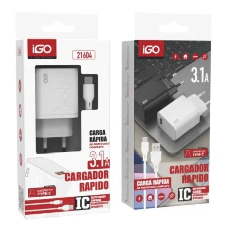 IGO 21604 CARGADOR CON CABLE USB A TIPO C 3.1A