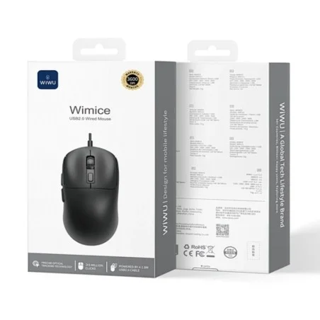 WIWU WM111 RATON CON CABLE COLOR NEGRO
