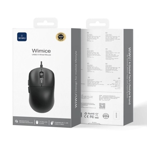 WIWU WM111 RATON CON CABLE COLOR NEGRO