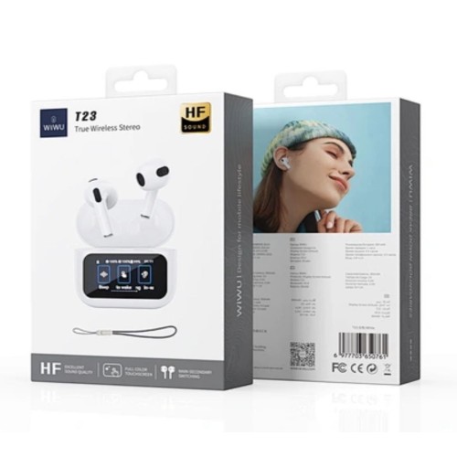 WIWU T23 CASCO INALAMBRICO CON PANTALLA COLOR BLANCO