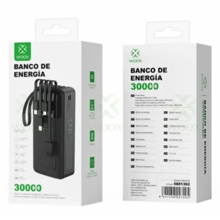 WOOX MX0136 BANCO DE ENERGIA 30000 MAH COLOR NEGRO