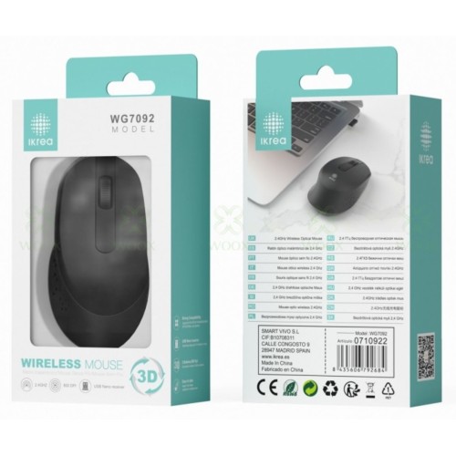 IKREA WG7092 RATÓN INALÁMBRICO 3D 2.4GHZ 800DPI NEGRO