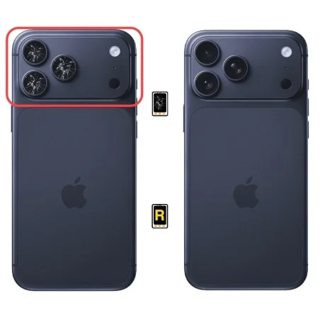 Cambiar Cristal Cámara Trasera iPhone 17 Pro | Servicio rápido, garantía y presupuesto gratuito.