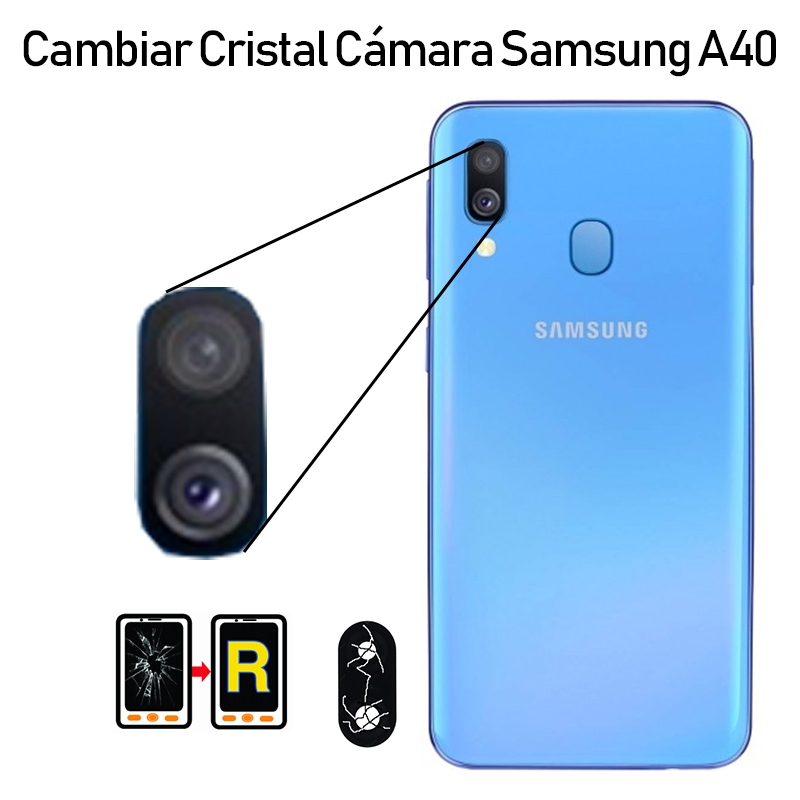 elemento Reconocimiento luego Cambiar Cristal Cámara Trasera Samsung Galaxy A40 | Reparar Samsung...