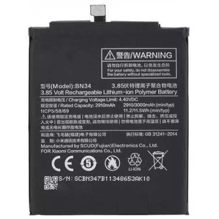 Bateria BN34 Para Xiaomi Redmi 5A De 3910mAh