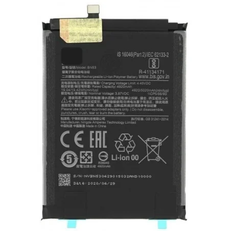 Bateria BN53 Para Xiaomi Redmi Note 9 Pro Redmi Note 10 Pro De 5020 MAh