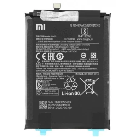 BATERIA BN55 PARA XIAOMI REDMI NOTE 9S DE 4920 MAH