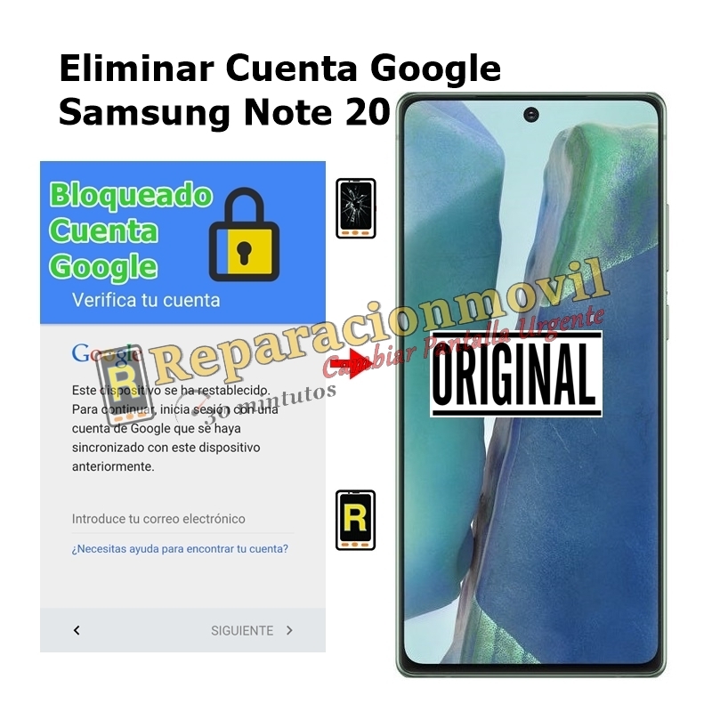 Eliminar Cuenta Google Samsung Note 20