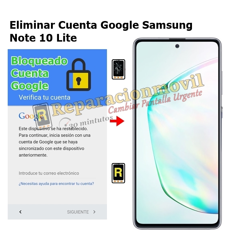 Eliminar Cuenta Google Samsung Note 10 Lite