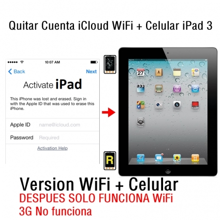 Quitar Cuenta iCloud WiFi + Celular iPad 3