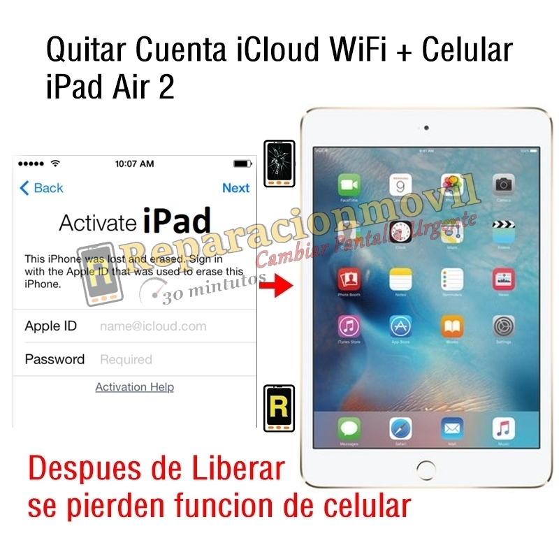 Quitar Cuenta iCloud WiFi + Celular iPad Air 2