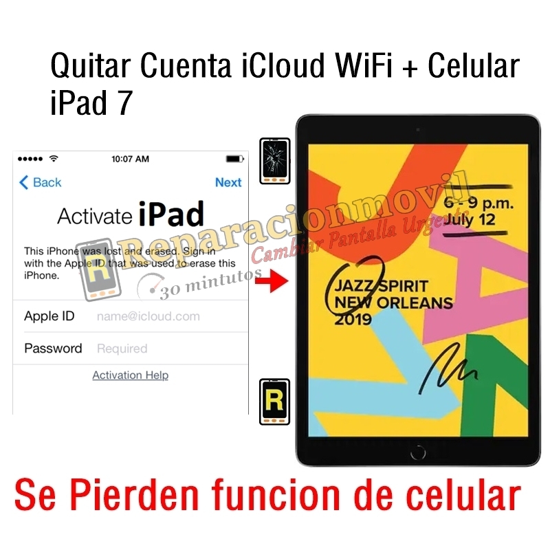 Quitar Cuenta iCloud WiFi + Celular iPad 7 2019