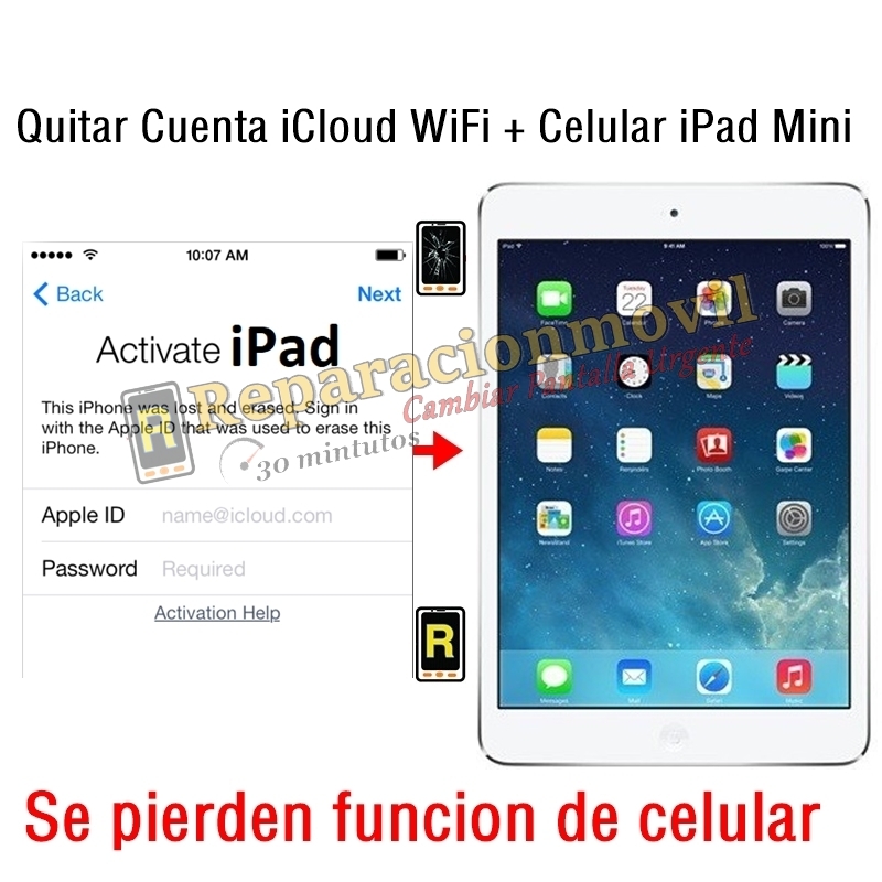 Quitar Cuenta iCloud WiFi + Celular iPad Mini