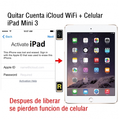 Quitar Cuenta iCloud WiFi + Celular iPad Mini 3