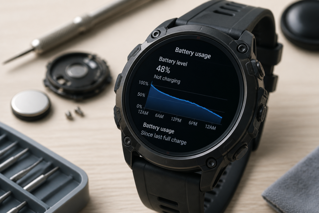 Pantalla de Apple Watch Ultra 2 mostrando el uso de la batería en watchOS