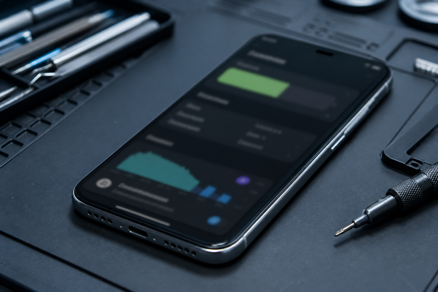 Pantalla de iPhone mostrando el estado de salud de la batería