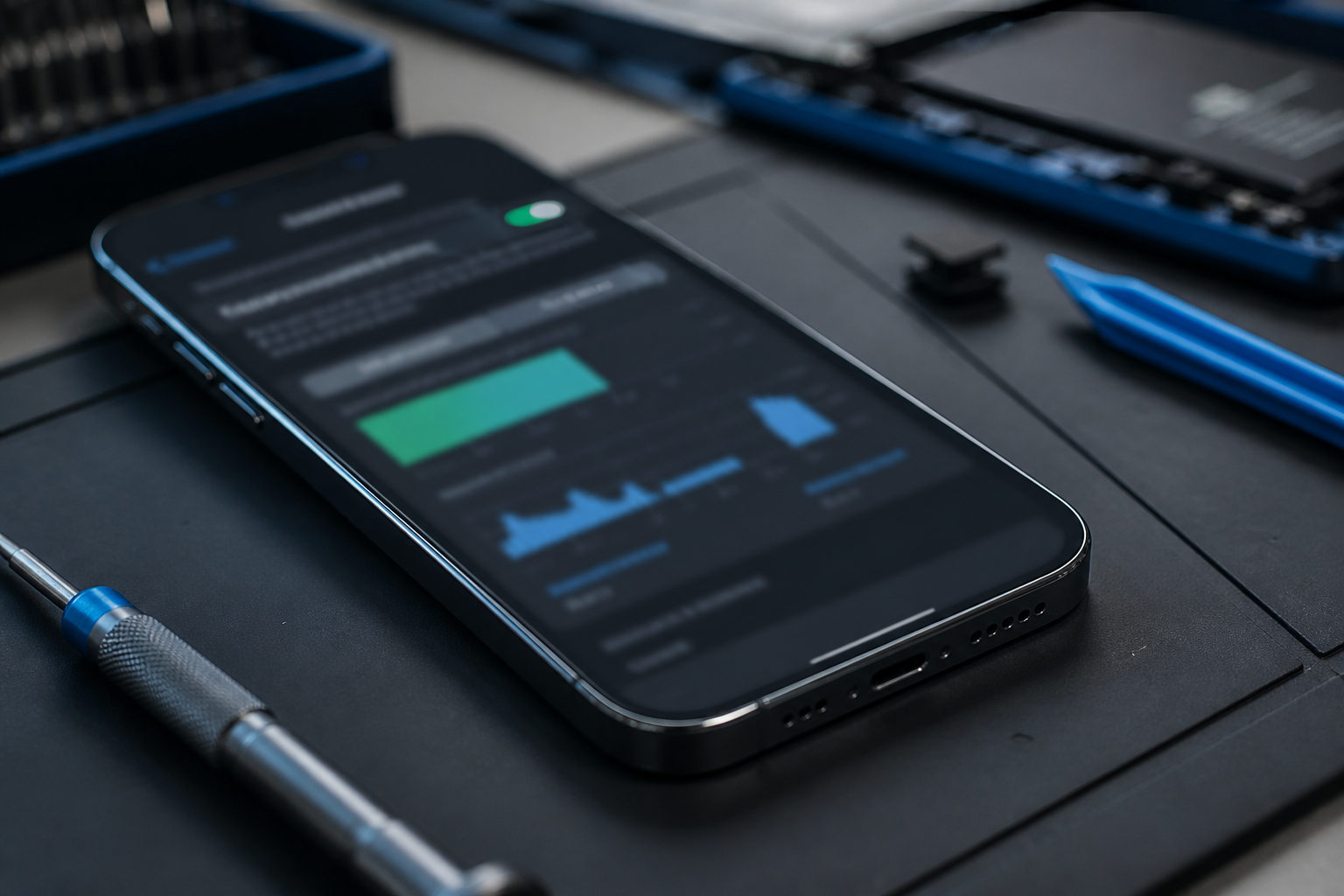 Pantalla de iPhone mostrando el estado de salud de la batería