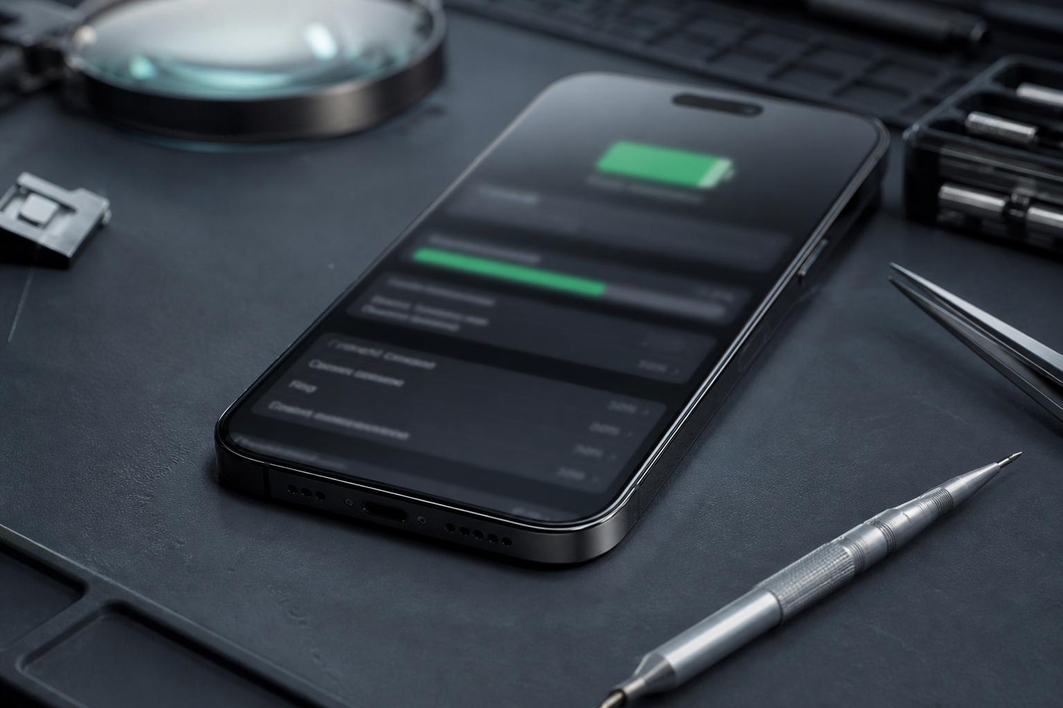 Pantalla de iPhone mostrando el estado de salud de la batería