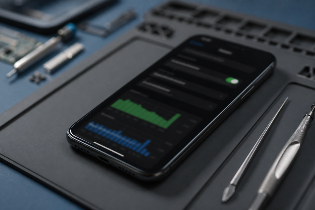 Pantalla de iPhone mostrando el estado de salud de la batería